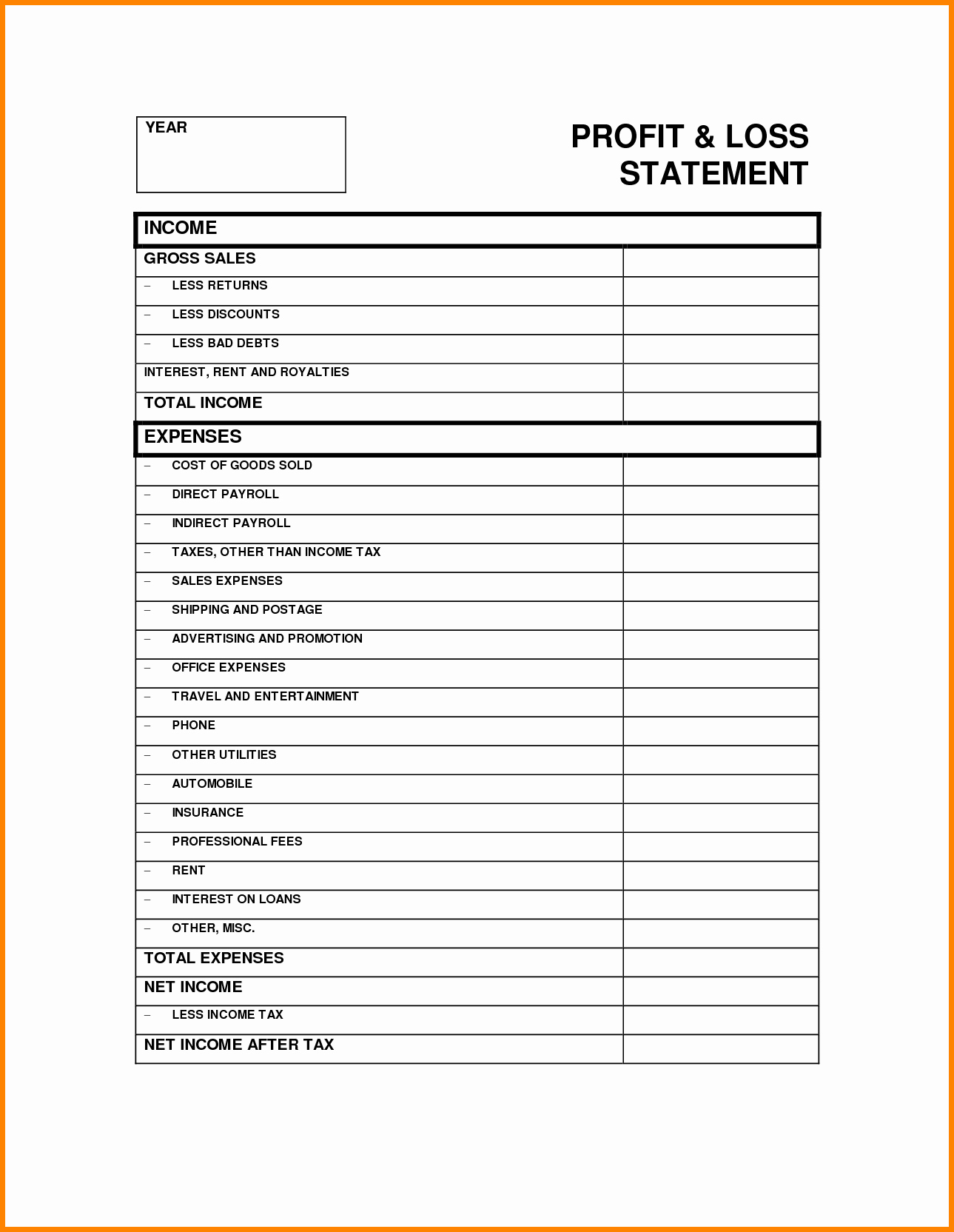 Sample Profit and Loss Template New 9 Profit and Loss Statement Template