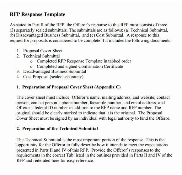 Sample Rfp Response Template Elegant Sample Rfp Response Template 8 Free Documents In Pdf