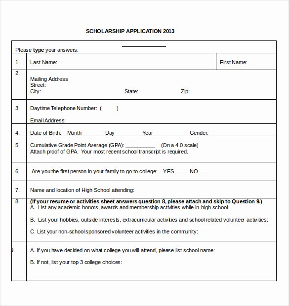 Scholarship Application Template Word Awesome Scholarship Application Template