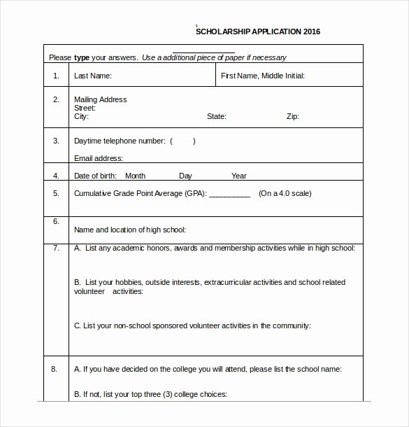Scholarship Application Template Word Beautiful Scholarship Application Template – 10 Free Word Pdf