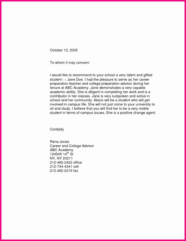 Scholarship Letter Of Recommendation Template Lovely Scholarship Re Mendation Letter Template
