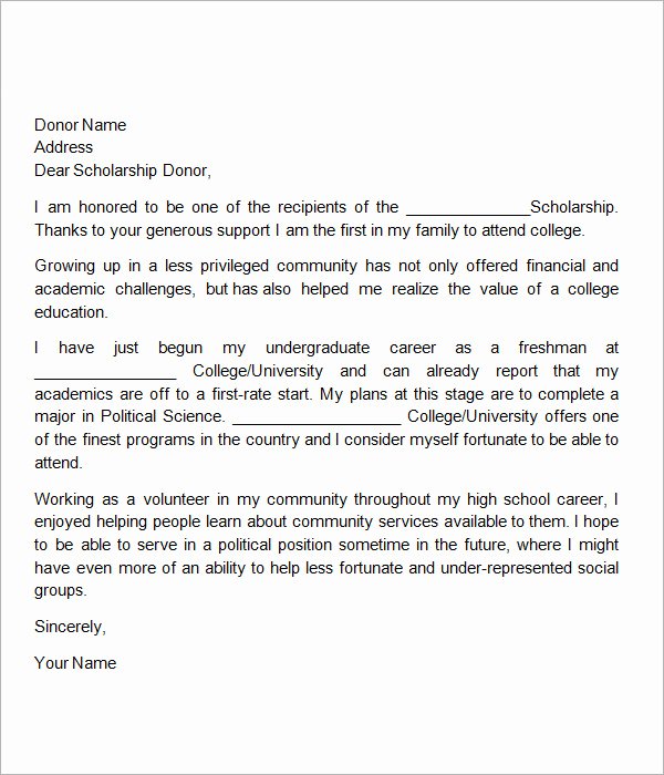 Scholarship Thank You Letter Template New Free 13 Sample Scholarship Thank You Letters In Doc