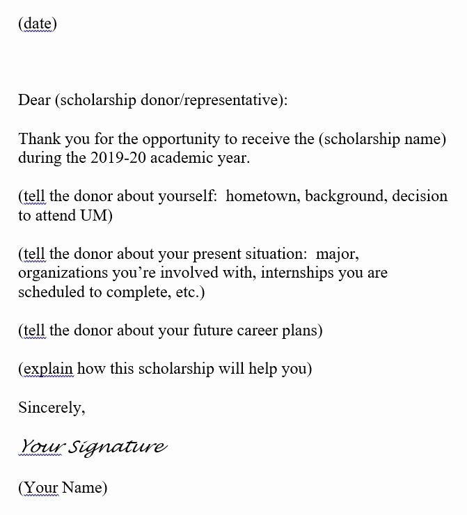 Scholarship Thank You Letter Template New Sample Thank You Letter W A Franke College Of forestry