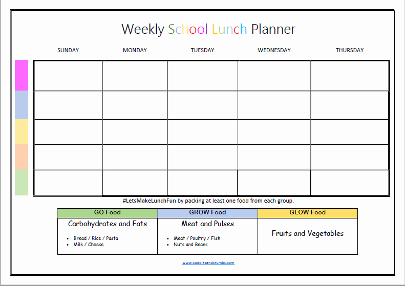 School Lunch Menu Template Beautiful Weekly School Lunch Planner