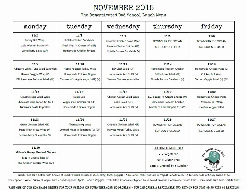 School Lunch Menu Template Inspirational Our November School Lunch Menu is now Available the