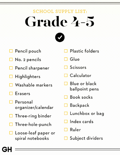 School Supplies List Template Best Of Back to School Supplies List for 4th Grade School Style