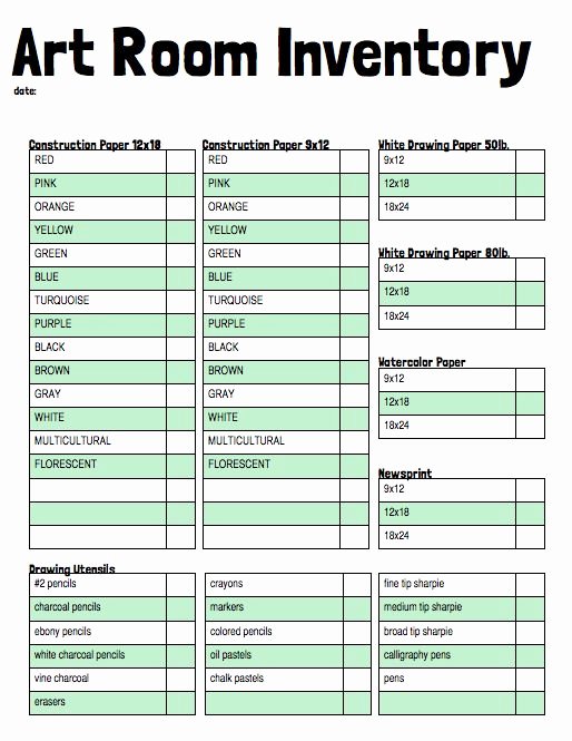 School Supplies List Template New Free Of Mon Elementary Art Room Supplies for
