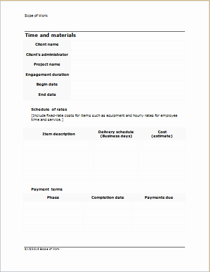 Scope Of Work Template Excel Awesome Scope Of Work Template for Word