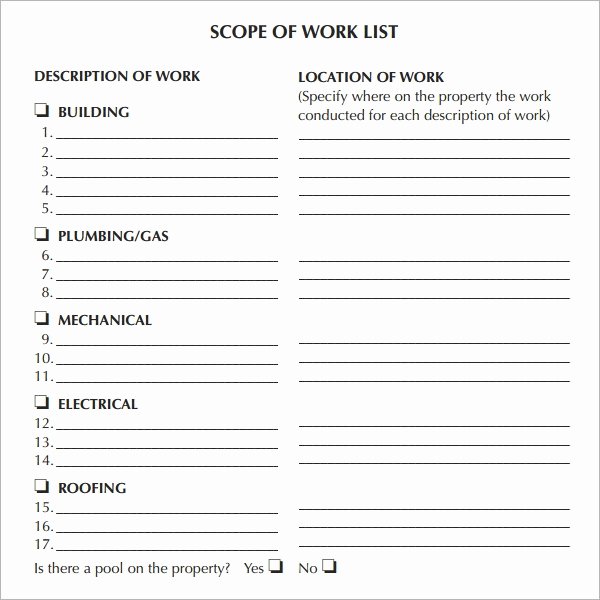Scope Of Work Template Excel Beautiful Free 21 Sample Scope Of Work Templates In Pdf Word