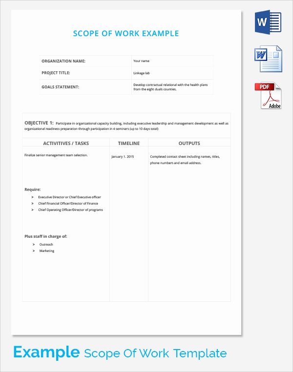 Scope Of Work Template Excel Fresh Free 21 Sample Scope Of Work Templates In Pdf Word