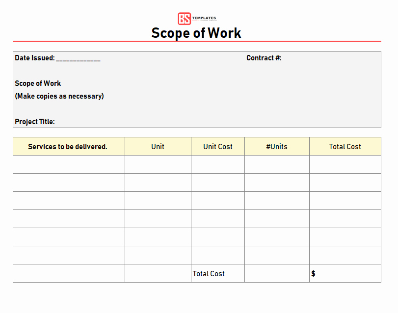 Scope Of Work Template Excel Fresh Scope Of Work Template In Excel Construction sow Examples