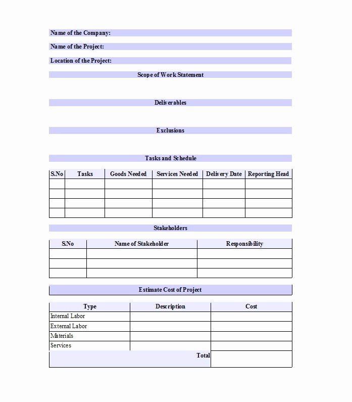 Scope Of Work Template Excel Inspirational 30 Ready to Use Scope Of Work Templates &amp; Examples Free