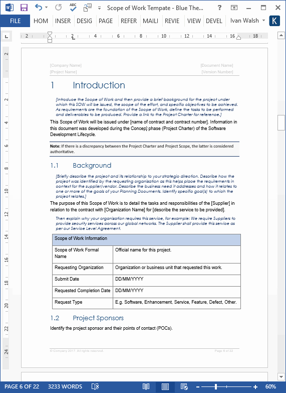 Scope Of Work Template Word Inspirational Scope Of Work Template Ms Word Excel – Templates forms