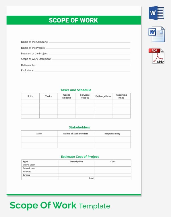 Scope Of Work Template Word Lovely Scope Of Work Template 36 Free Word Pdf Documents
