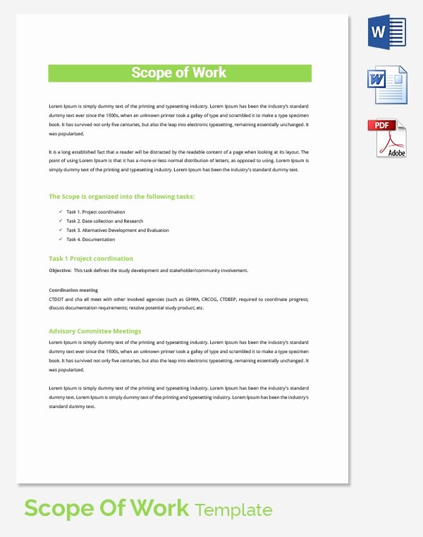 Scope Of Work Template Word Luxury Scope Of Work Template 36 Free Word Pdf Documents