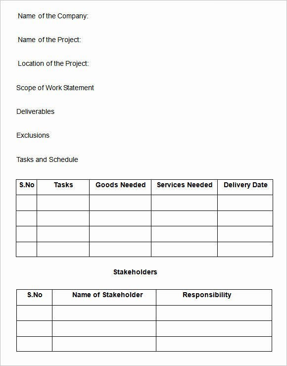 Scope Of Work Template Word Unique Scope Of Work Template 26 Free Word Pdf Documents