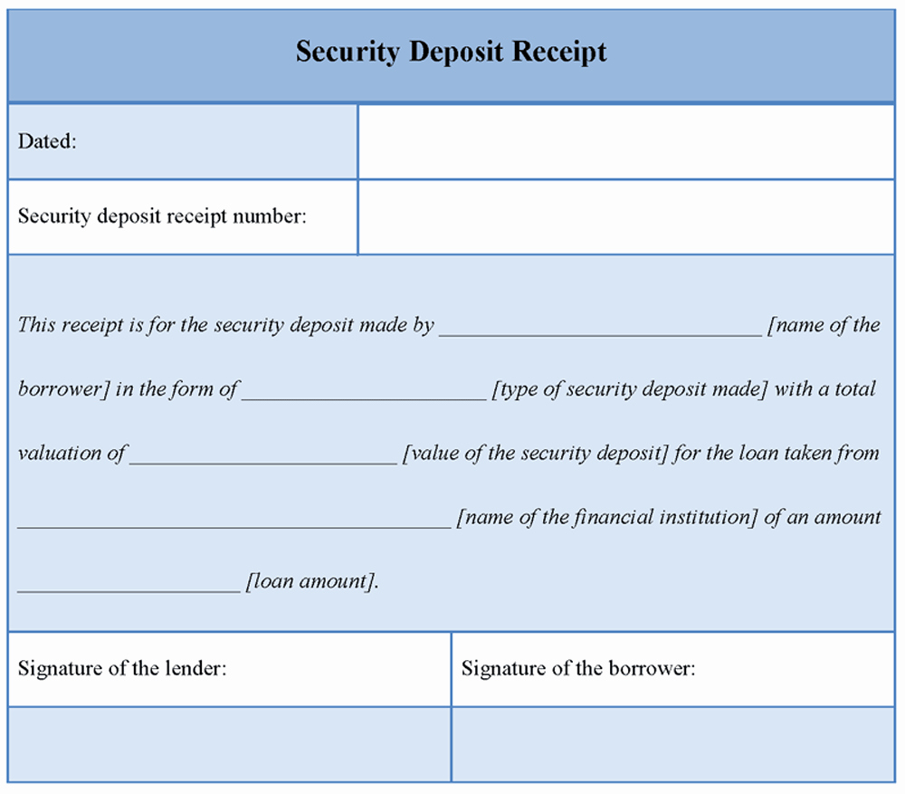 Security Deposit Receipt Template Beautiful Download Printable Security Deposit Receipt Template Word