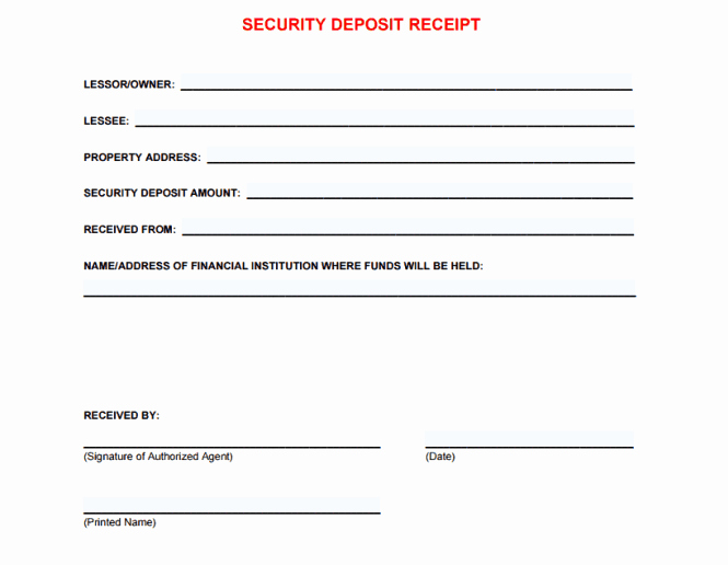 Security Deposit Receipt Template Elegant 5 Free Security Deposit Receipt Templates Word Excel
