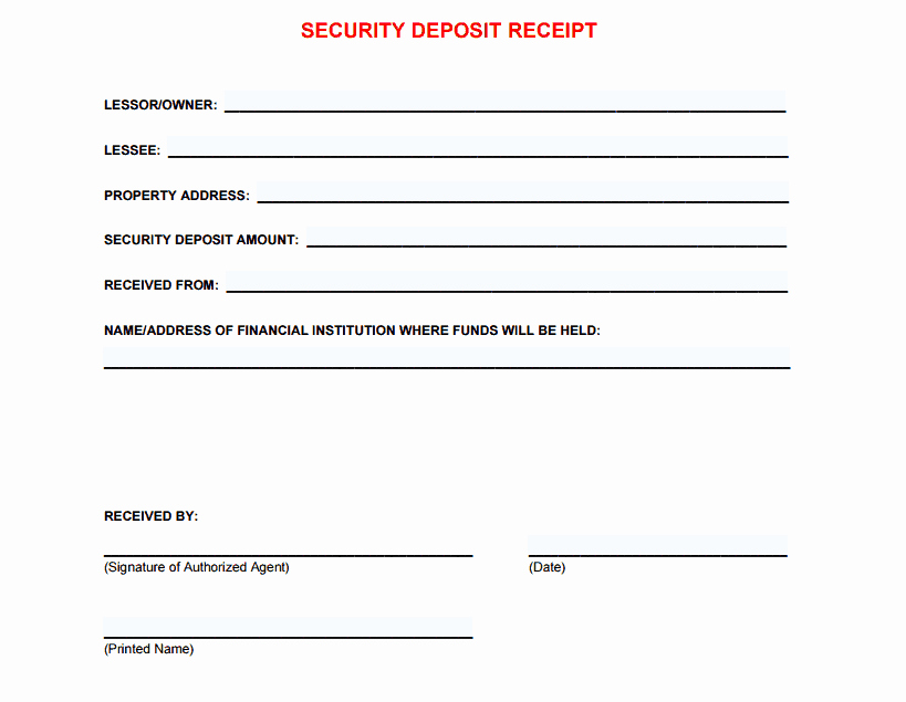 Security Deposit Receipt Template New 5 Free Security Deposit Receipt Templates Word Excel
