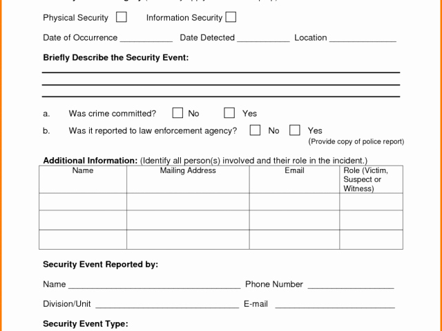Security Guard Incident Report Template Beautiful Incident Report forms Templates Awesome 12 Security