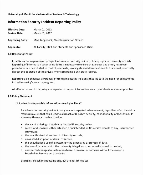 Security Guard Incident Report Template Best Of Free 42 Incident Report Examples &amp; Samples In Pdf