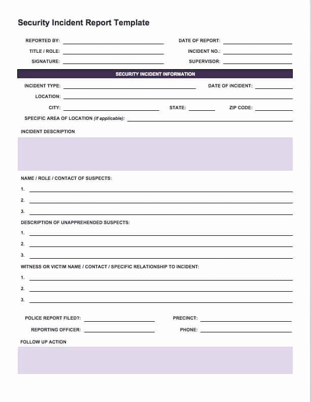 Security Incident Report Template Fresh Free Incident Report Templates Smartsheet