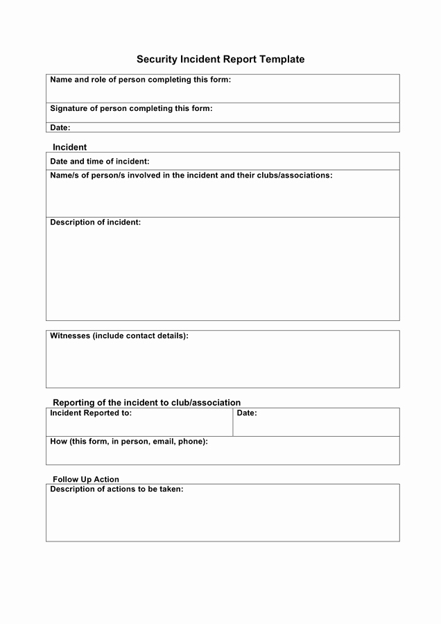 Security Incident Report Template Lovely Security Incident Report Template In Word and Pdf formats
