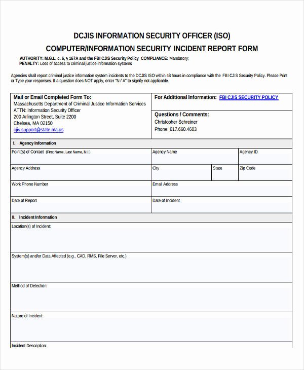 Security Incident Report Template Luxury 42 Free Incident Report Templates Pdf Word