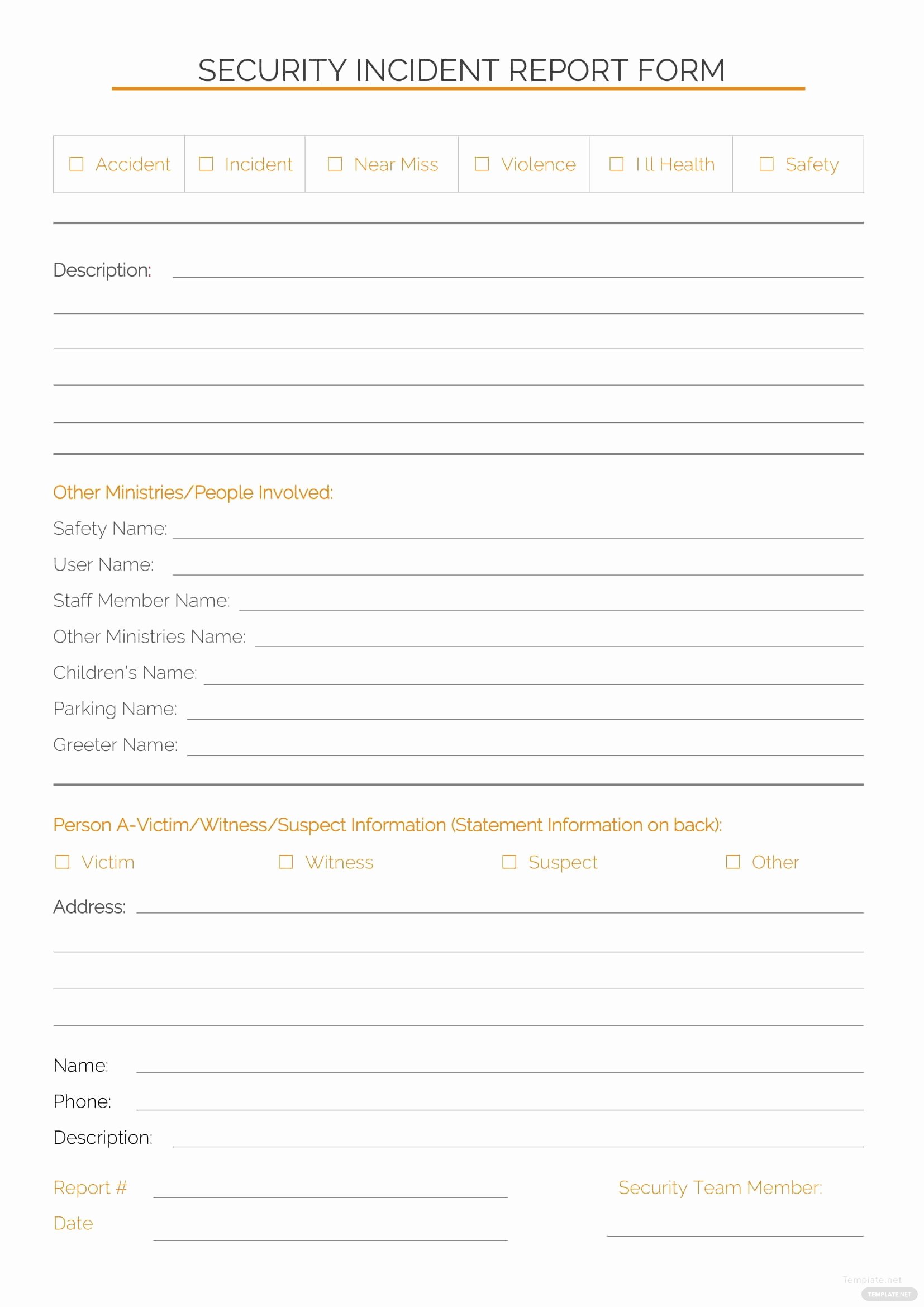 Security Incident Report Template Word Fresh Security Incident Report Template In Microsoft Word Pdf