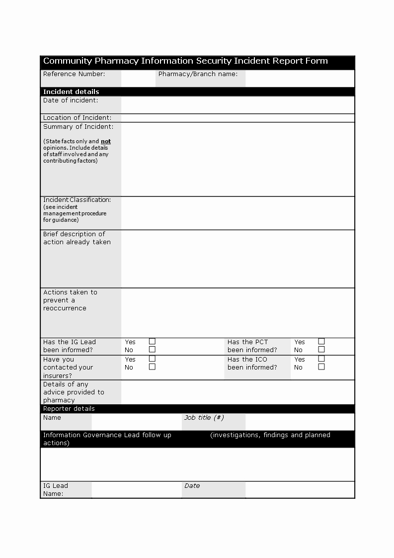 Security Incident Report Template Word Lovely Information Security Incident Report Template