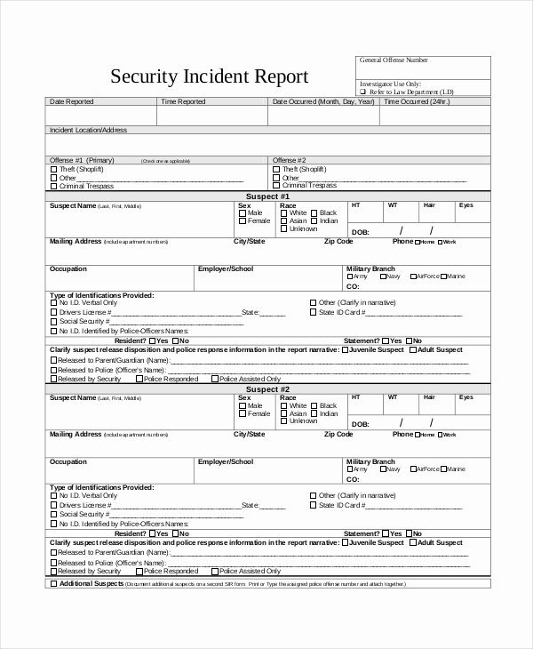 Security Incident Report Template Word Luxury 31 Sample Incident Report Templates Pdf Docs Word