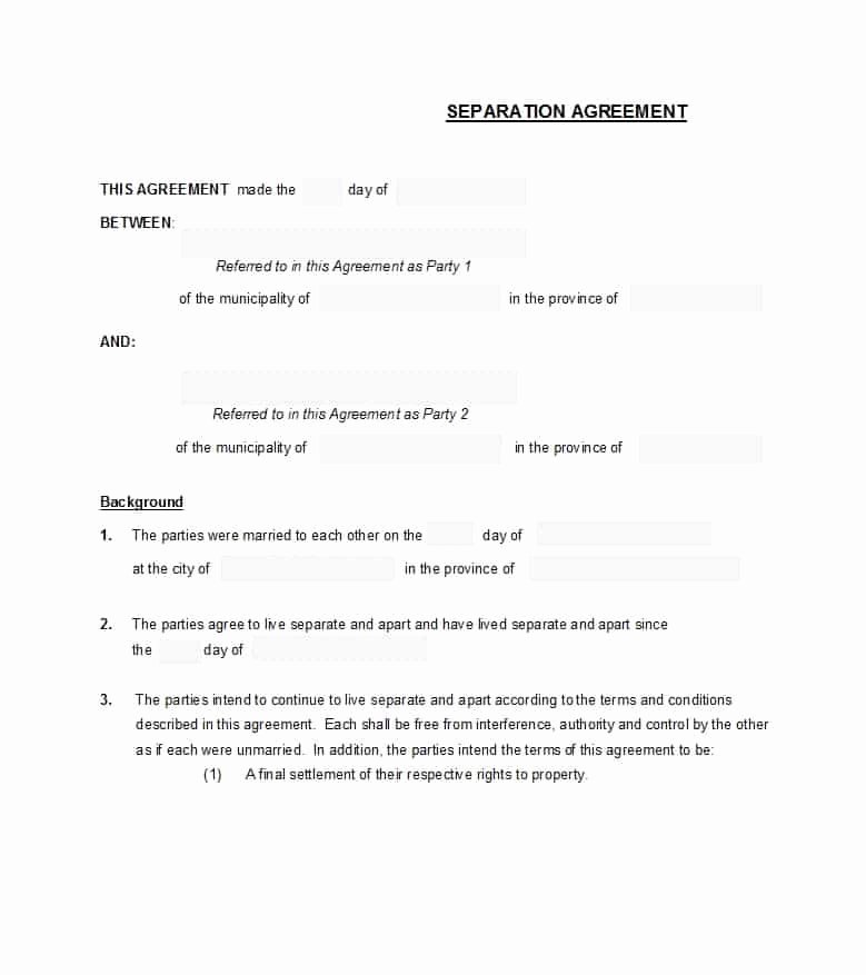Separation Agreement Template Word Beautiful 43 Ficial Separation Agreement Templates Letters