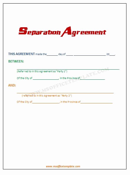 Separation Agreement Template Word Best Of Separation Agreement Template