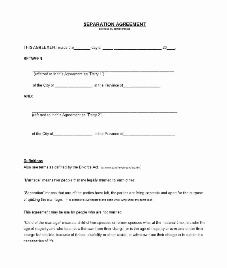 Separation Agreement Template Word Lovely 43 Ficial Separation Agreement Templates Letters