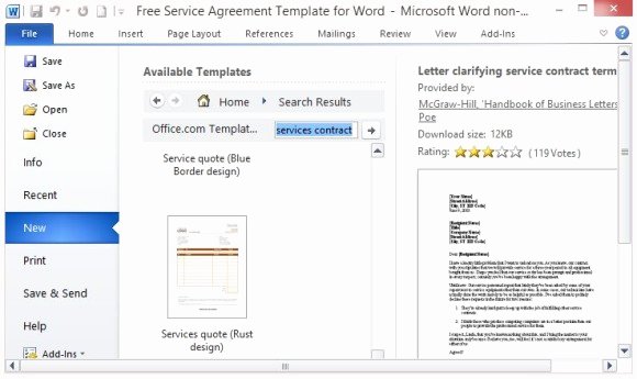 Service Agreement Template Word Fresh Free Service Agreement Template for Word