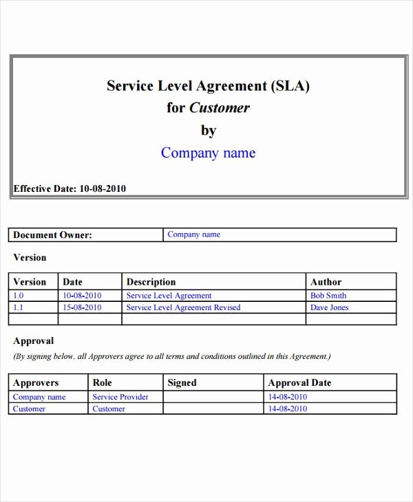 Service Agreement Template Word Lovely 9 Service Level Agreement Templates Free Word Pdf