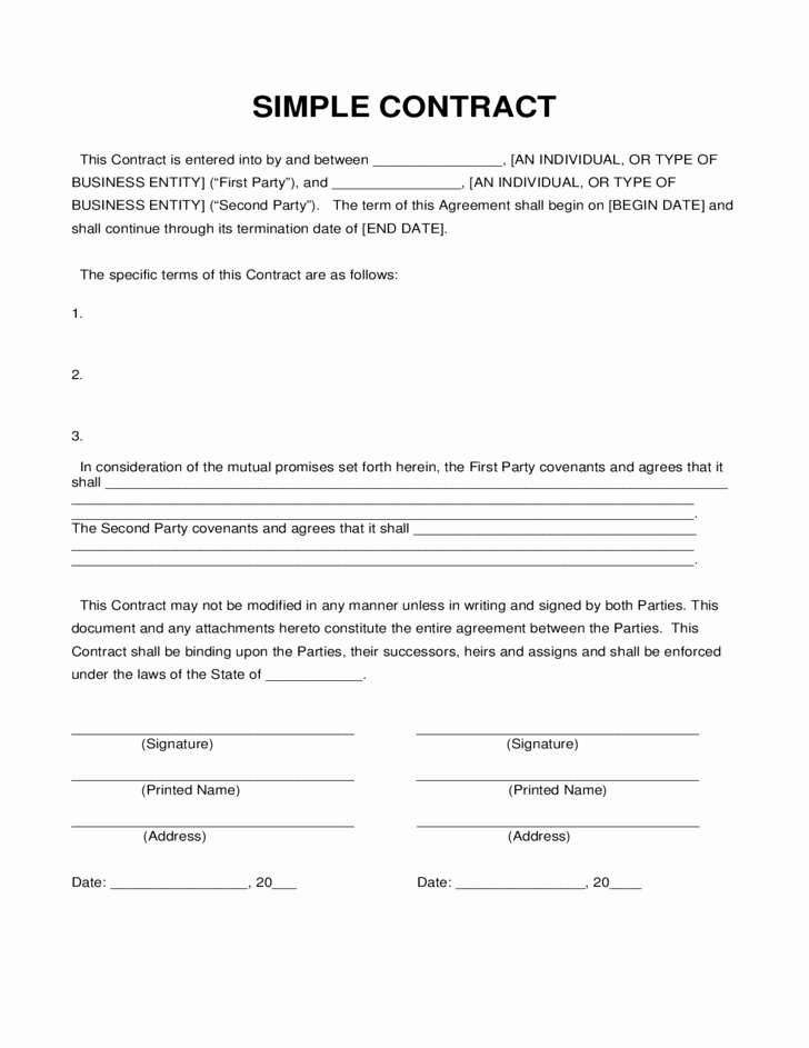 Service Contract Template Pdf Awesome Simple Contract Sample Contract