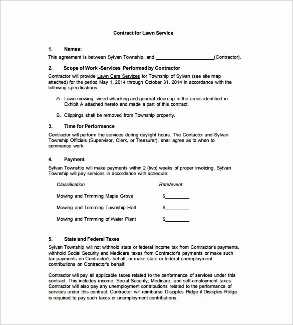 Service Contract Template Pdf Lovely 7 Lawn Service Contract Templates – Free Word Pdf