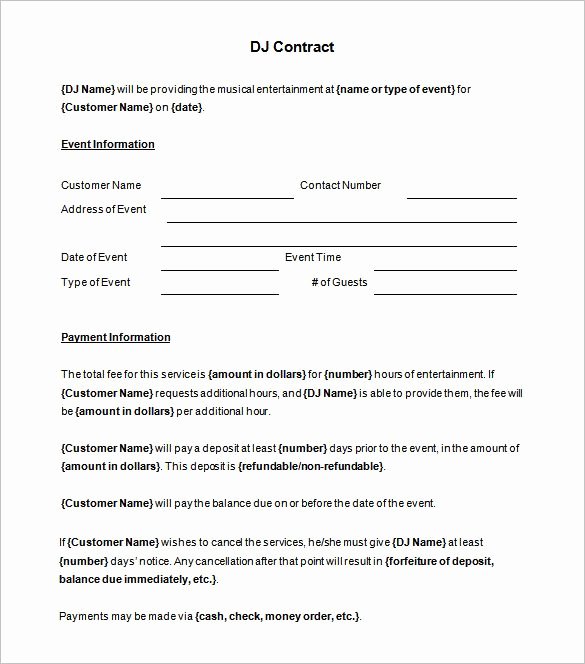 Service Contract Template Pdf Luxury 6 Dj Contract Templates – Free Word Pdf Documents