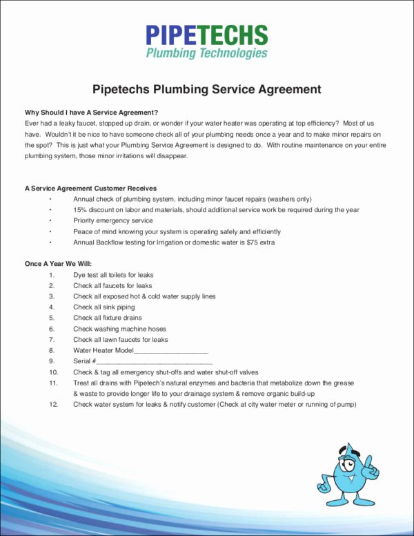 Service Contract Template Word Inspirational 11 Plumbing Contract Samples and Templates Pdf Word