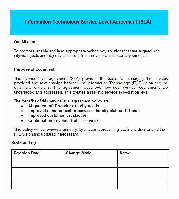 Service Level Agreement Template Luxury Service Level Agreement 9 Download Free Documents In