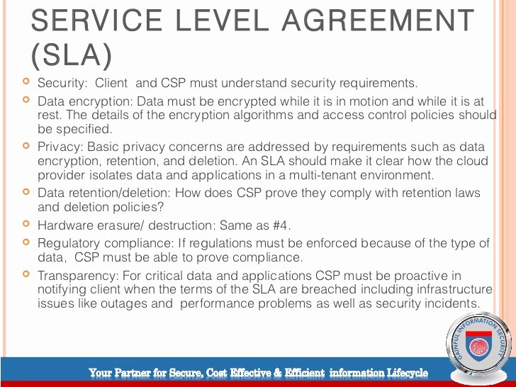 Service Level Agreement Template New Service Level Agreement Template