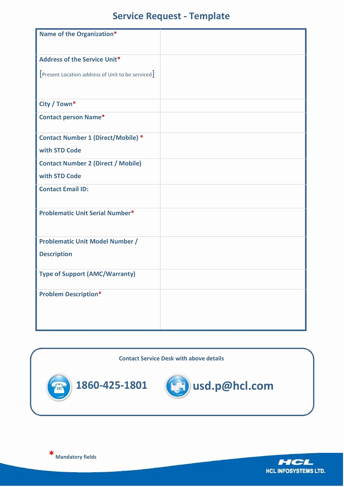 Service Request form Template Elegant System Administrators History Sheet and Hcl Template