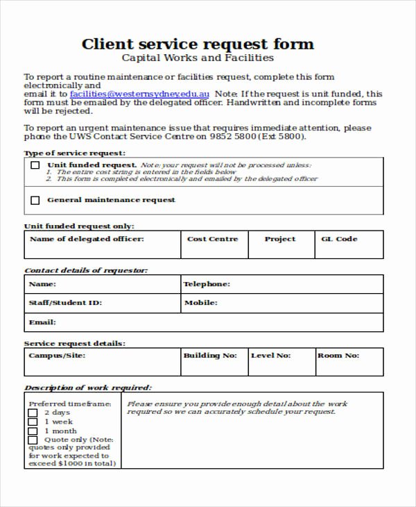 Service Request form Template Lovely 21 Service form formats Pdf Doc