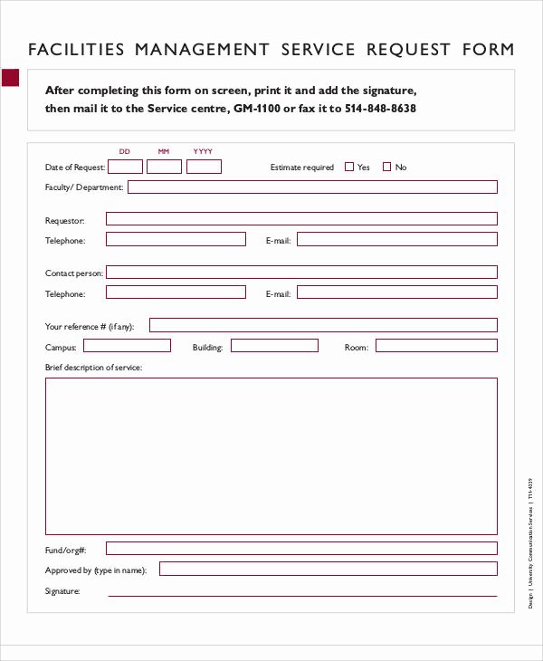 Service Request form Template New 42 Sample Service forms