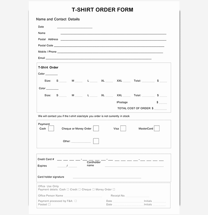 Shirt order form Template Fresh T Shirt order form Template 17 Word Excel Pdf