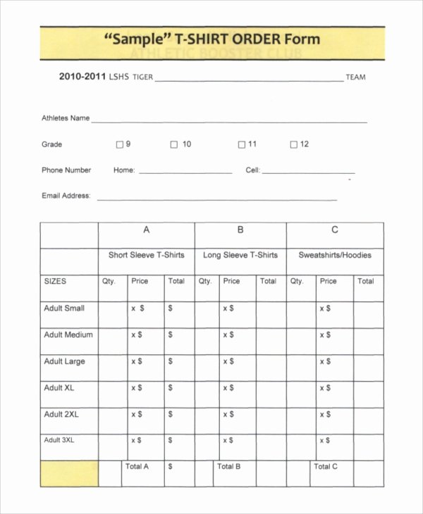 Shirt order form Template Inspirational Sample T Shirt order form 11 Examples In Pdf Word