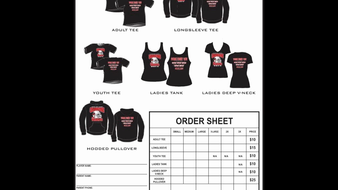 Shirt order form Template New T Shirt order form Template Excel