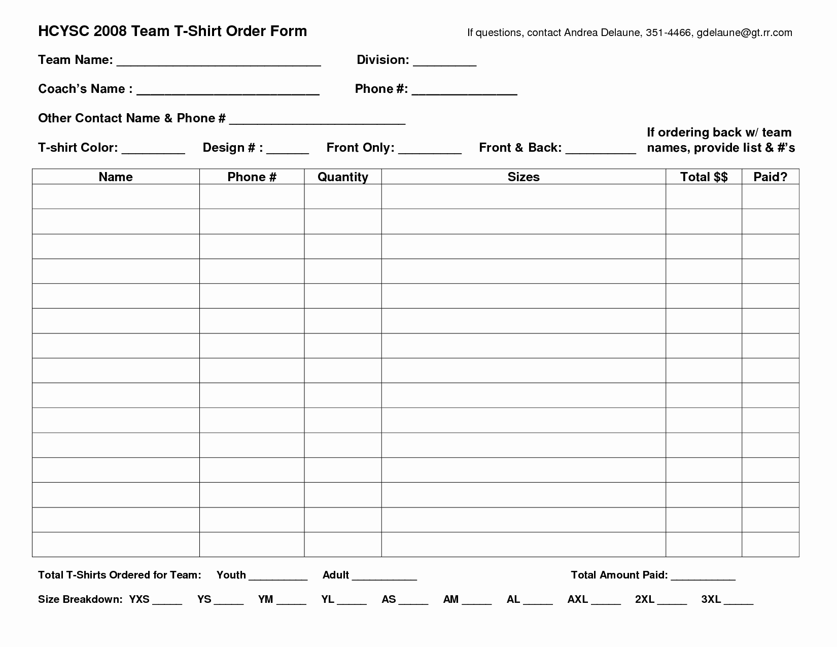 Shirt order forms Template Luxury T Shirt order form Template