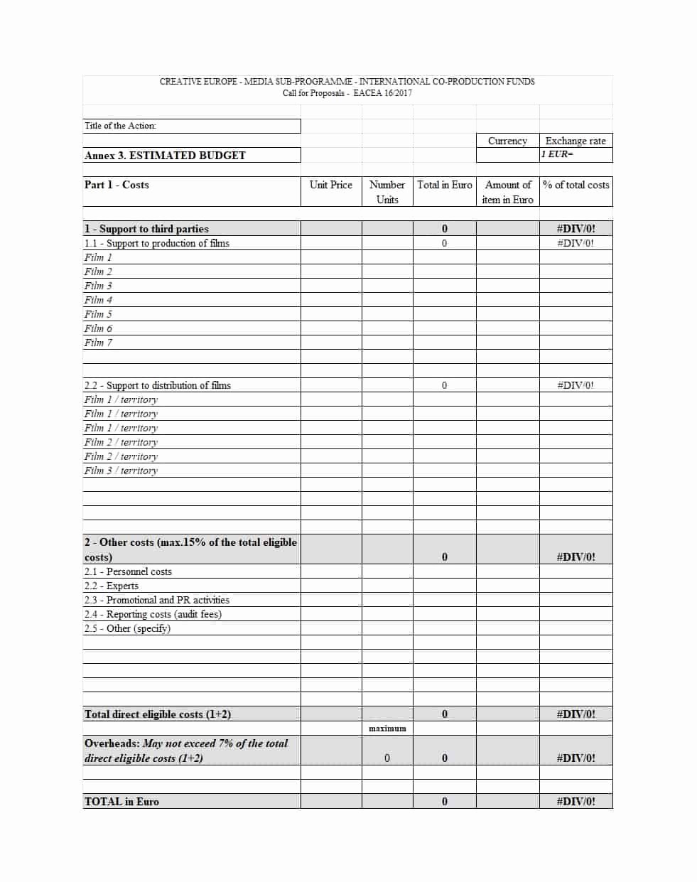 Short Film Budget Template Best Of 33 Free Bud Templates Excel Word Template Lab